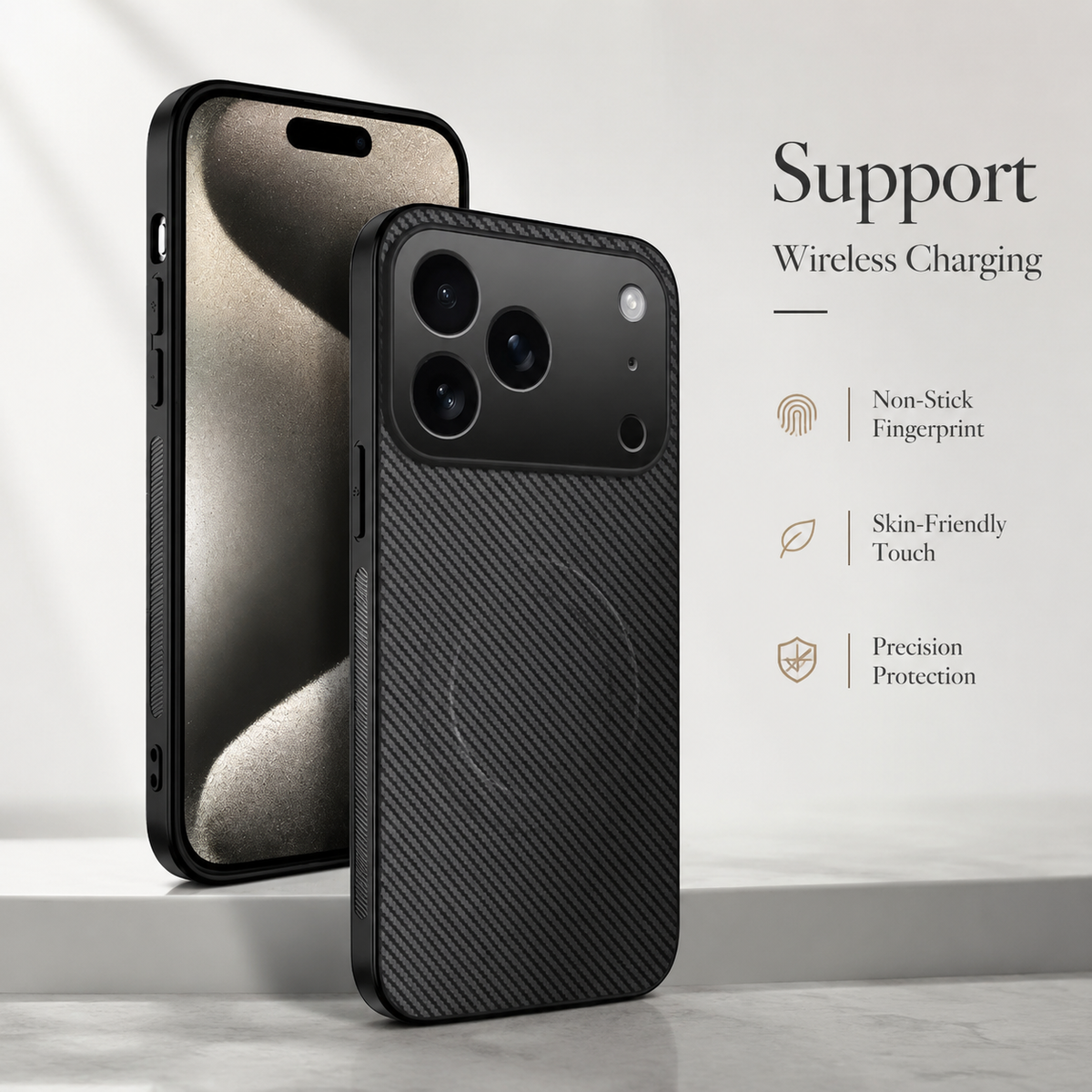 Premium iPhone Case Carbon Fiber Magnetic Shockproof Military Grade Ultrathin Protective Cover MagSafe Compatible Anti Scratch Lightweight Design Case