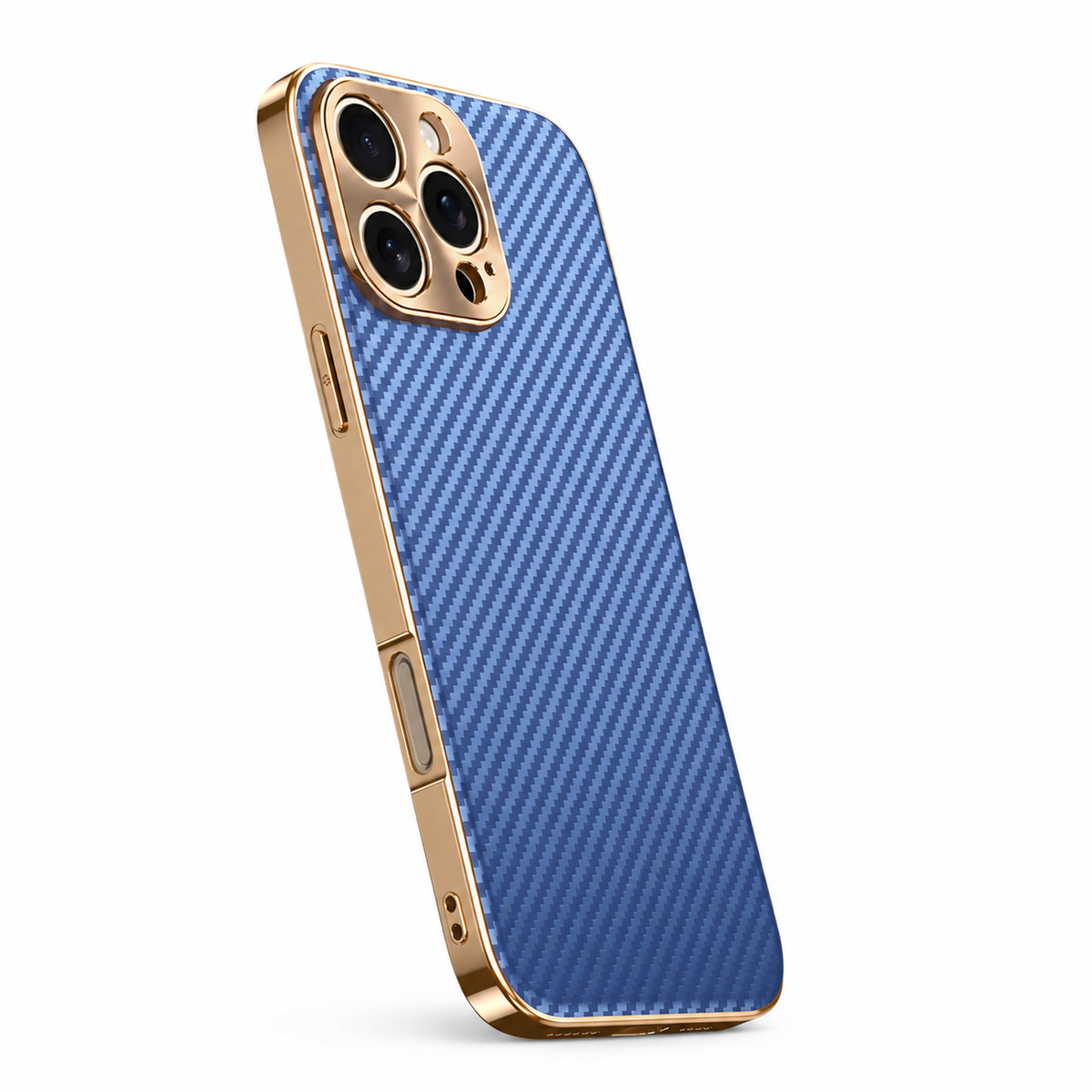 Premium iPhone Case Carbon Fiber Textured Leather Alloy Metal Camera Guard Shockproof Wireless Charging Slim Protective Cover Durable Modern Design