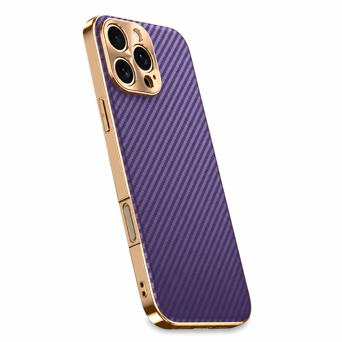 Premium iPhone Case Carbon Fiber Textured Leather Alloy Metal Camera Guard Shockproof Wireless Charging Slim Protective Cover Durable Modern Design