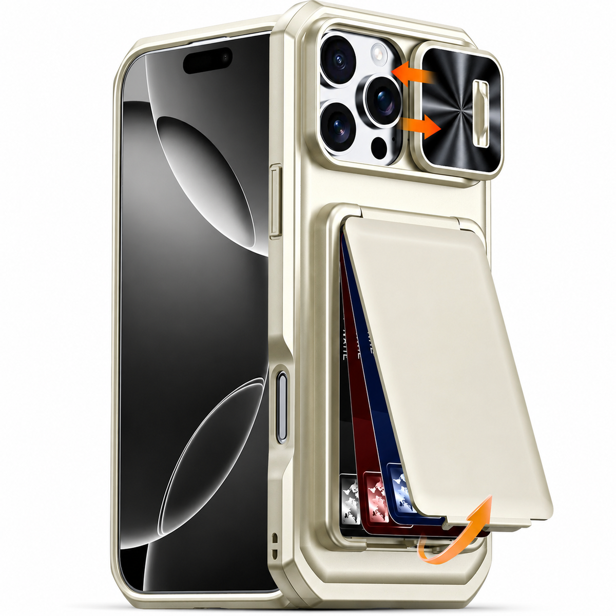 Premium iPhone Case Card Holder Wallet Anti Drop Protective Cover Shockproof Slim Hard Back Secure Card Storage Non Slip Lightweight Everyday Case
