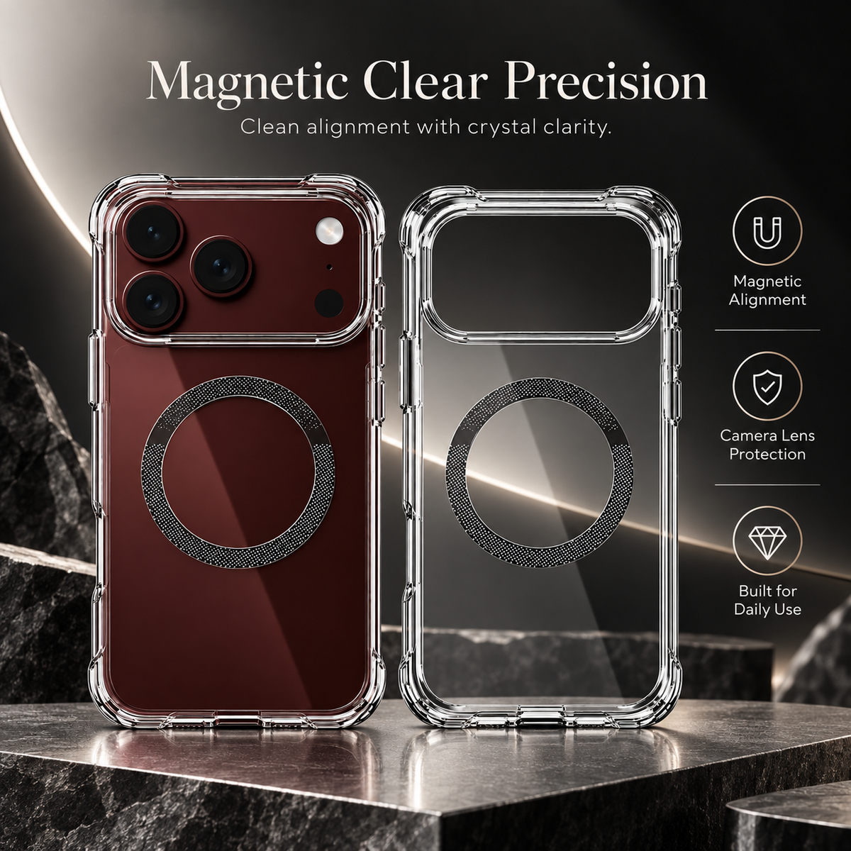 Premium iPhone Case Classic Transparent Clear Ultra Thin Foldable Cover Shockproof Hard Back Slim Anti Scratch Durable Protective Phone Cover Shell Case