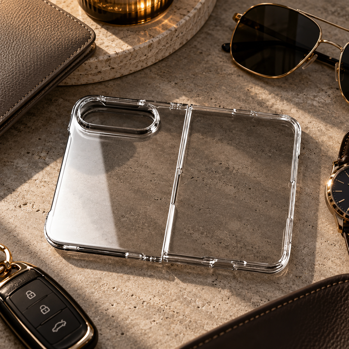 Premium iPhone Case Classic Transparent Clear Ultra Thin Foldable Cover Shockproof Hard Back Slim Anti Scratch Durable Protective Phone Cover Shell Case