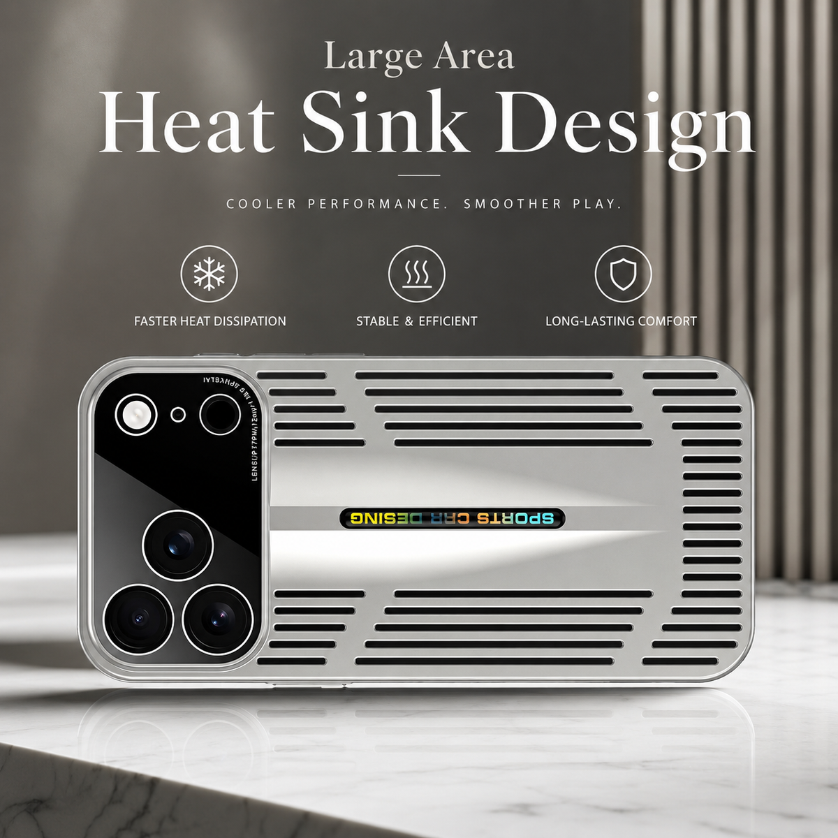 Premium iPhone Case Cooling Shockproof PC TPU Protective Cover Heat Dissipation Anti Scratch Anti Fingerprint Non Slip Water Resistant Plated Slim Case