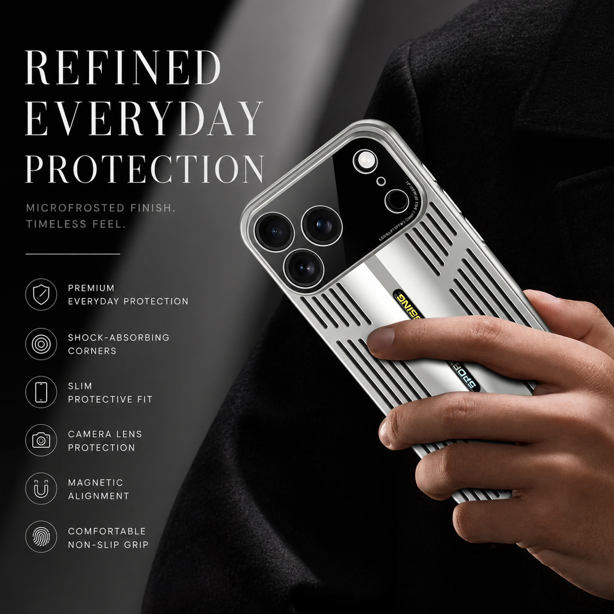 Premium iPhone Case Cooling Shockproof PC TPU Protective Cover Heat Dissipation Anti Scratch Anti Fingerprint Non Slip Water Resistant Plated Slim Case