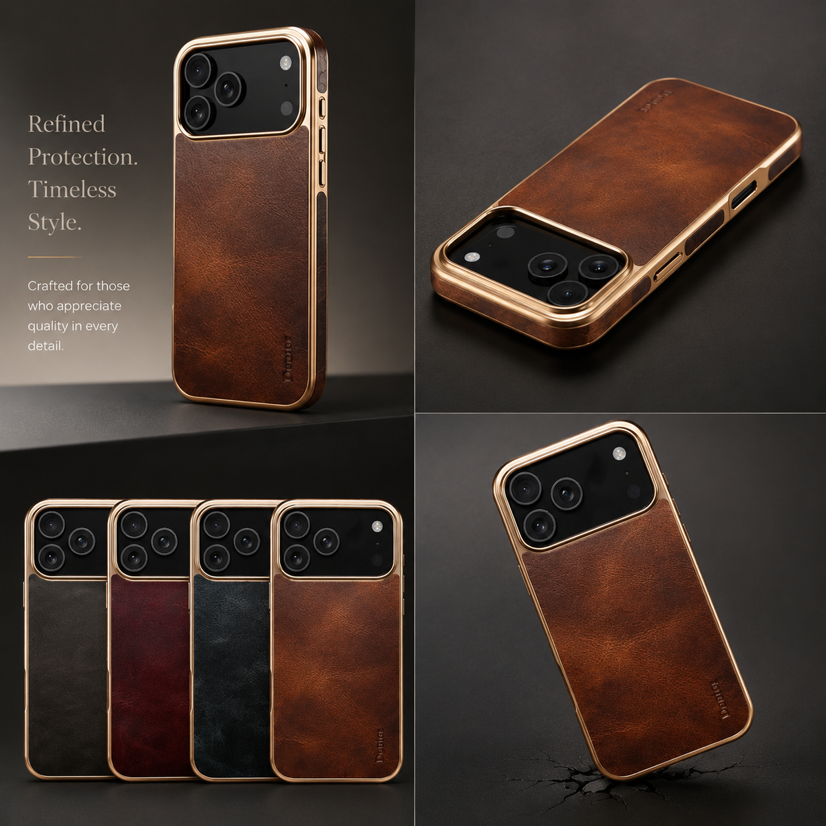 Premium iPhone Case Cowhide Leather Electroplated Cover Non Slip Skin Friendly Heat Resistant Slim Protective Case Minimalist Durable Finish Daily Use