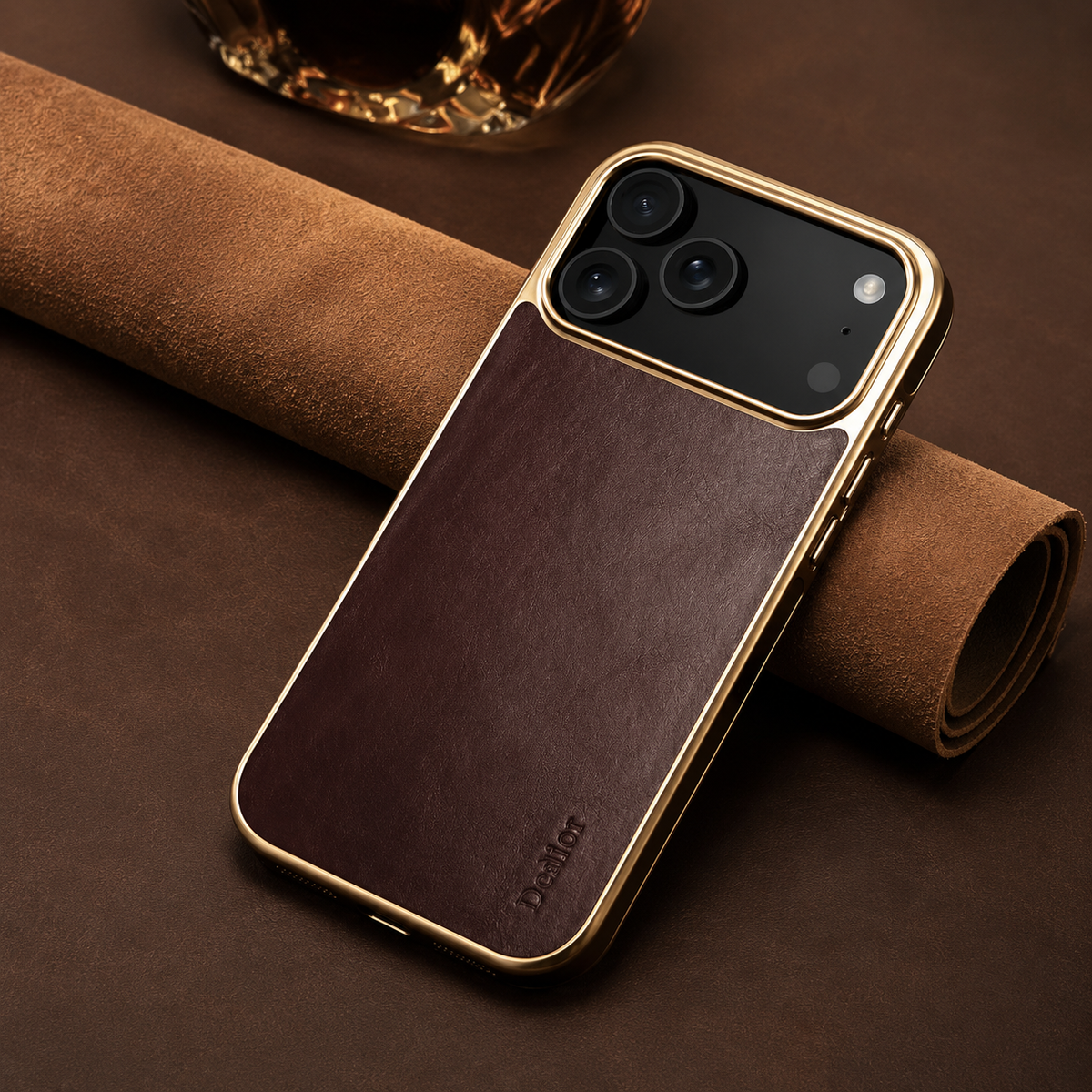Premium iPhone Case Cowhide Leather Electroplated Cover Non Slip Skin Friendly Heat Resistant Slim Protective Case Minimalist Durable Finish Daily Use