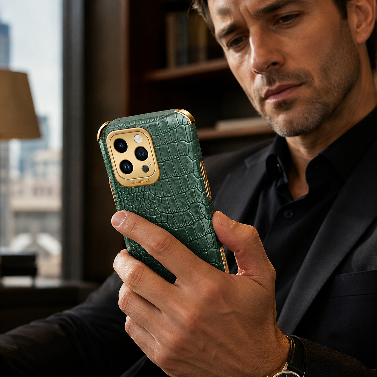 Premium iPhone Case Crocodile Leather Plating Silicone Protective Cover Anti Scratch Anti Fingerprint Non Slip Lightweight Dustproof Full Coverage Case