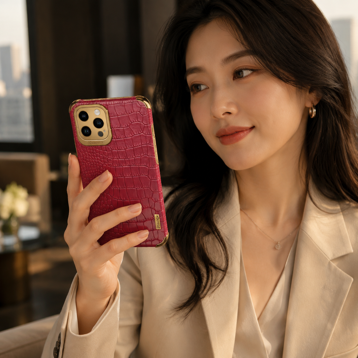 Premium iPhone Case Crocodile Leather Plating Silicone Protective Cover Anti Scratch Anti Fingerprint Non Slip Lightweight Dustproof Full Coverage Case