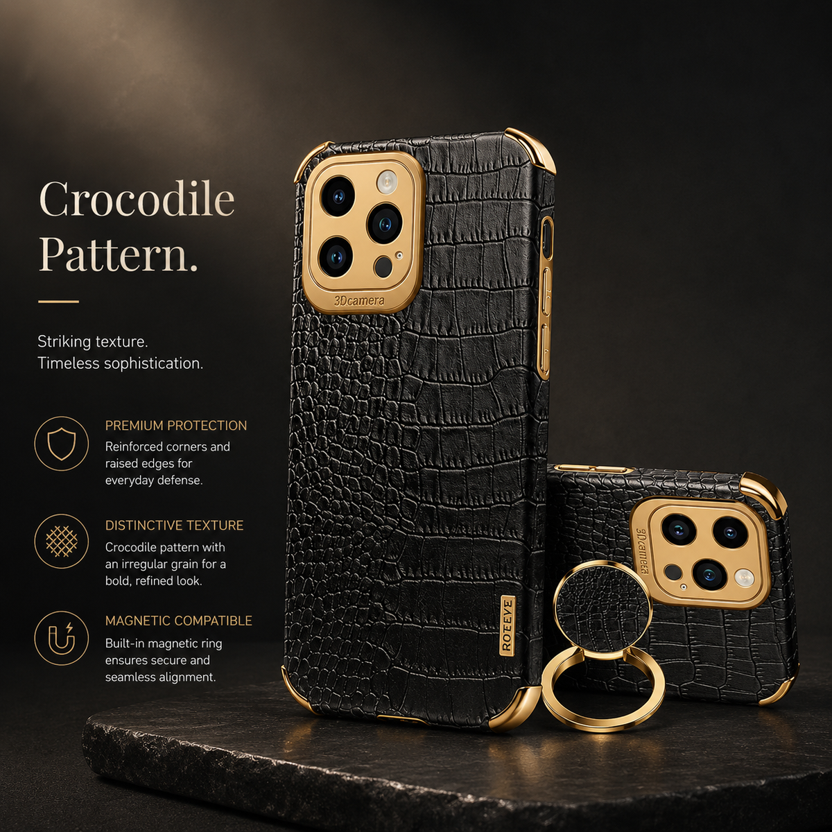 Premium iPhone Case Crocodile Leather Plating Silicone Protective Cover Anti Scratch Anti Fingerprint Non Slip Lightweight Dustproof Full Coverage Case