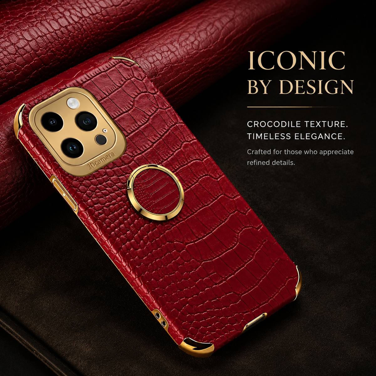 Premium iPhone Case Crocodile Leather Silicone Cover Anti Scratch Shockproof Lightweight Non Slip Full Coverage Camera Guard Slim Protective Case