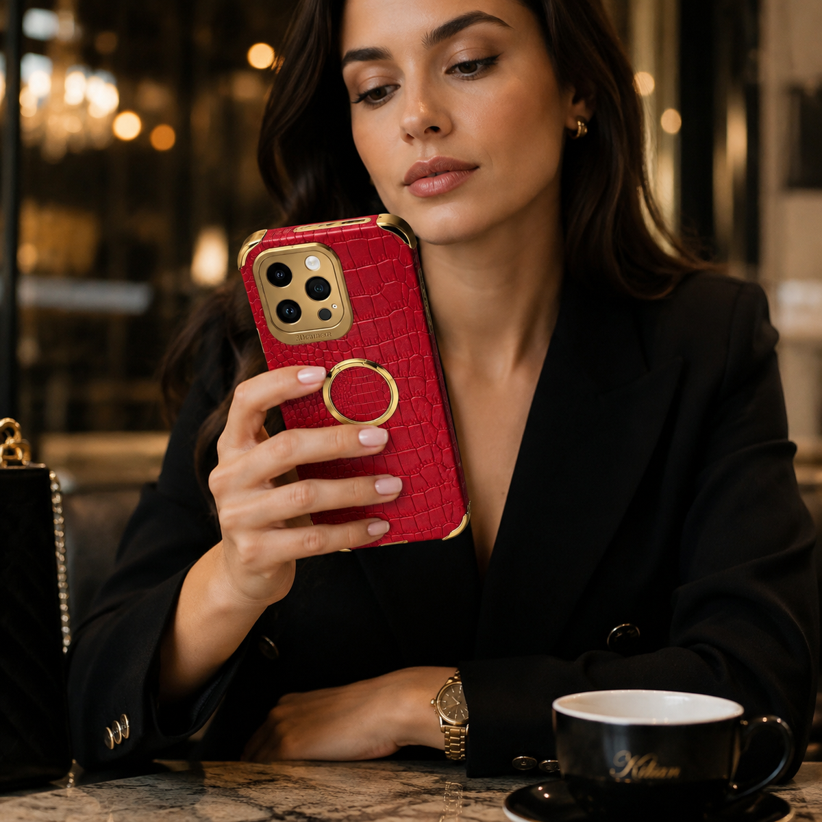 Premium iPhone Case Crocodile Leather Silicone Cover Anti Scratch Shockproof Lightweight Non Slip Full Coverage Camera Guard Slim Protective Case