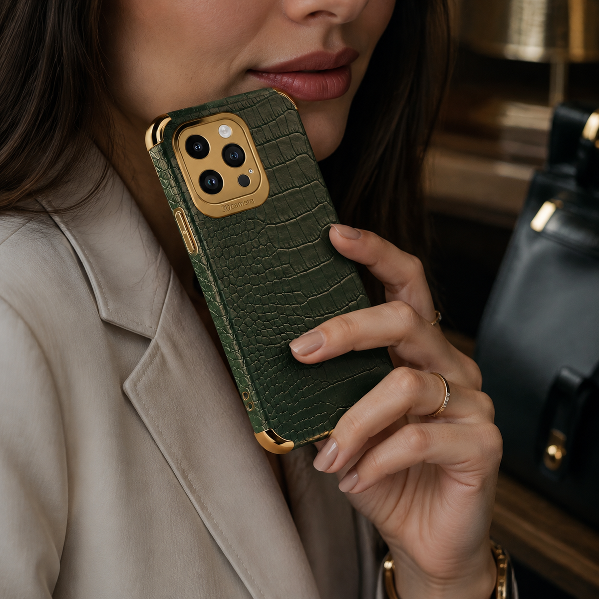 Premium iPhone Case Crocodile Leather Silicone Cover Anti Scratch Shockproof Lightweight Non Slip Full Coverage Camera Guard Slim Protective Case