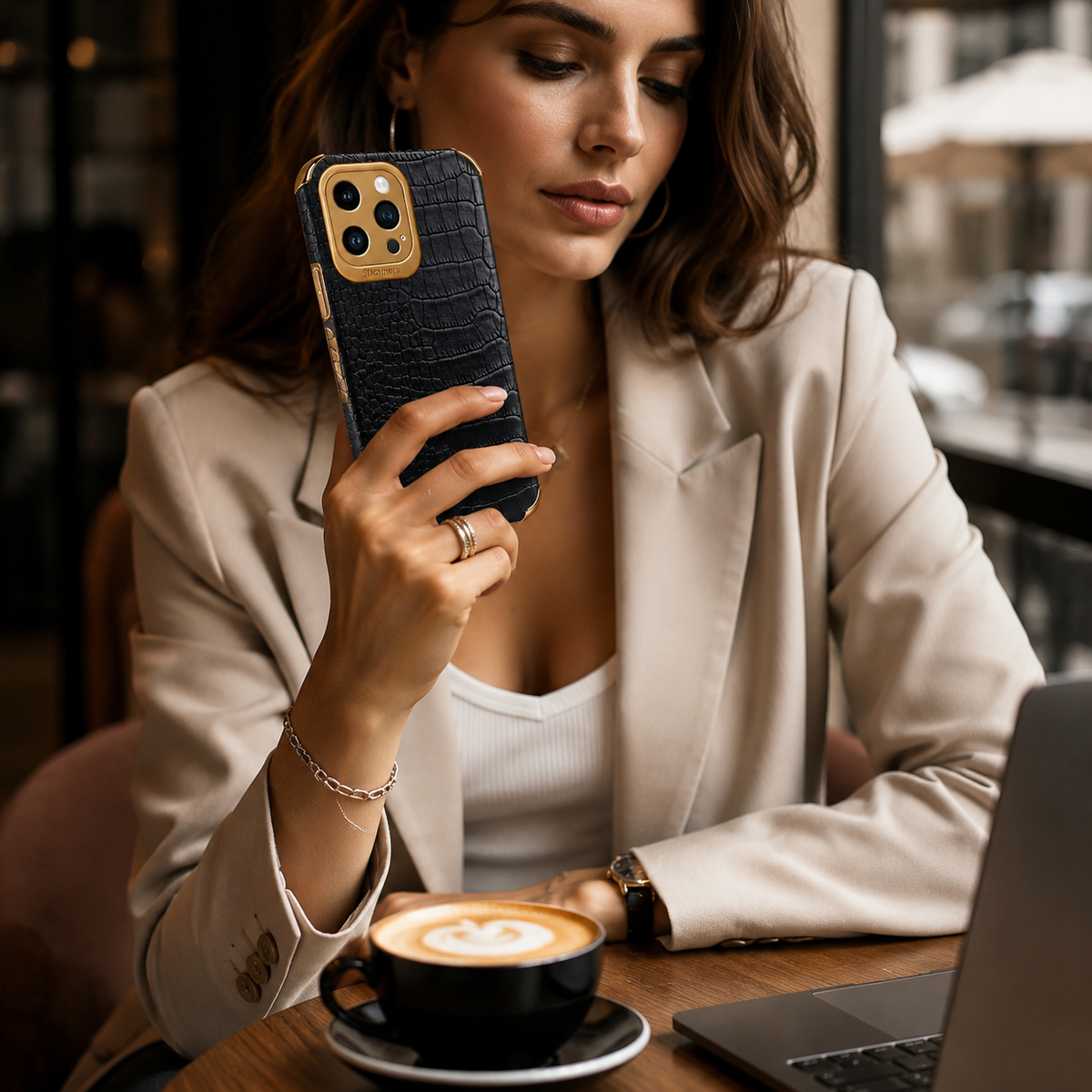 Premium iPhone Case Crocodile Leather Silicone Cover Anti Scratch Shockproof Lightweight Non Slip Full Coverage Camera Guard Slim Protective Case