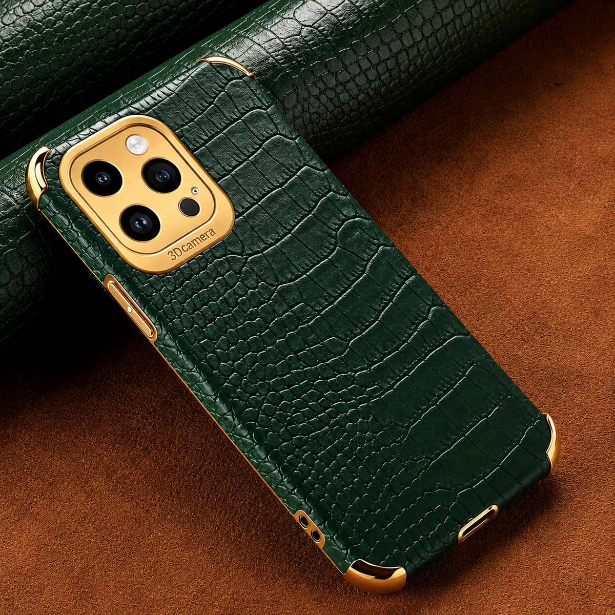Premium iPhone Case Crocodile Leather Silicone Cover Anti Scratch Shockproof Lightweight Non Slip Full Coverage Camera Guard Slim Protective Case