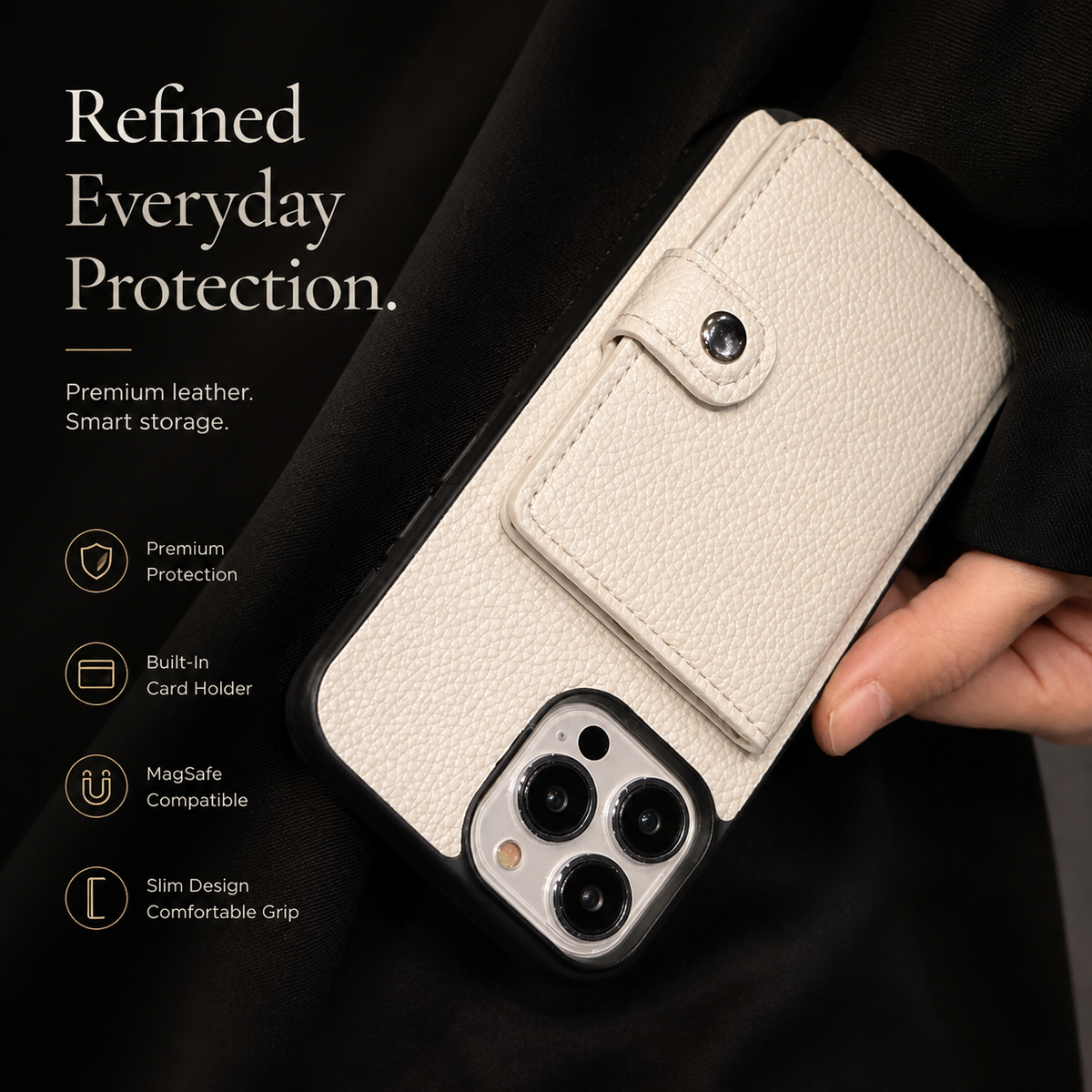 Premium iPhone Case Crossbody Wallet Purse Card Slot Coin Pocket RFID Protection Leather Strap MagSafe Compatible Shockproof Full Body Slim Design Use