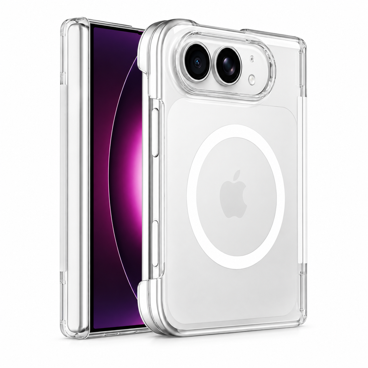 Premium iPhone Case Crystal Clear Magnetic MagSafe Wireless Charging Shockproof Folding Transparent Slim Protective Anti Scratch Durable Phone Cover