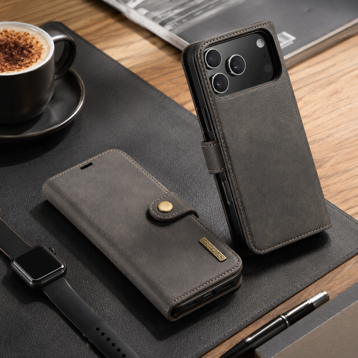 Premium iPhone Case Detachable Magnetic Leather Wallet Cover Card Holder Flip Design Full Body Protective Slim Case for Daily Carry and Travel Use Now