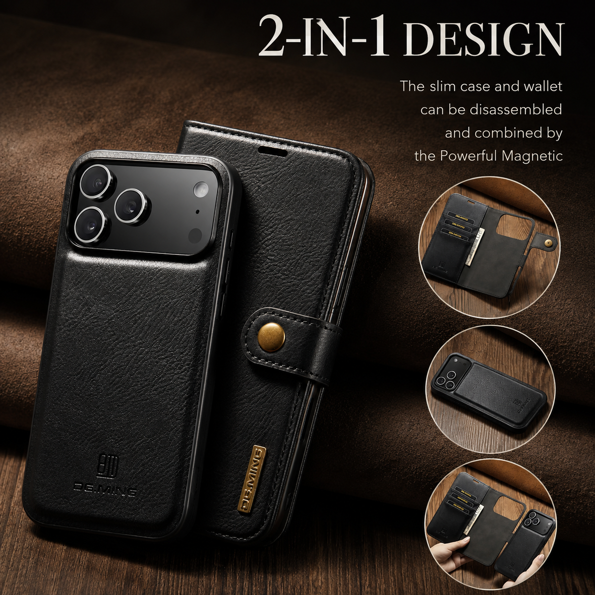 Premium iPhone Case Detachable Magnetic Leather Wallet Cover Card Holder Flip Design Full Body Protective Slim Case for Daily Carry and Travel Use Now