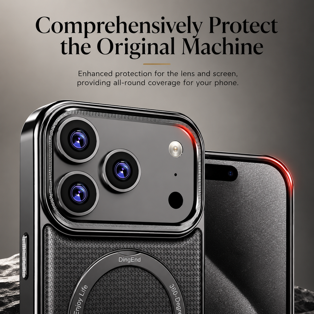 Premium iPhone Case Diamond Pattern Leather MagSafe Cover Rotating Bracket Holder Full Coverage Shockproof Anti Fingerprint Grip Protective Design Case