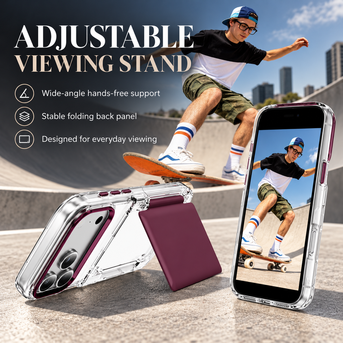 Premium iPhone Case Dual Card Slot Transparent Holder Wallet Shockproof Hard Cover Slim Anti Drop Scratch Resistant Durable Protective Phone Cover Shell Case