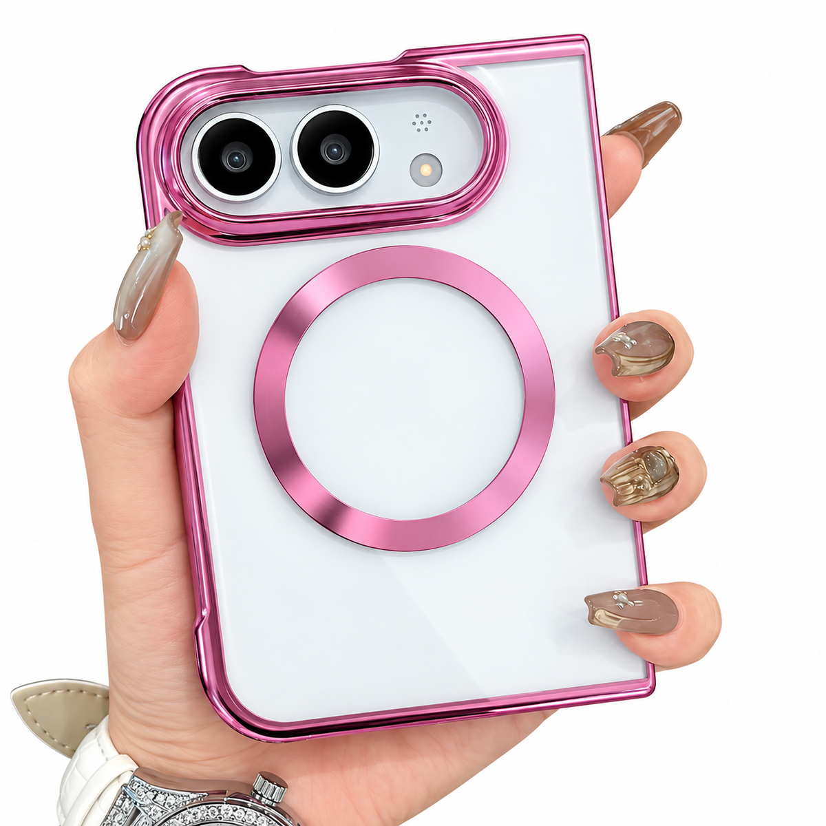 Premium iPhone Case Electroplated Magnetic Clear Transparent Foldable Cover Shockproof Slim Anti Scratch Durable Fashion Protective Phone Cover Shell Case