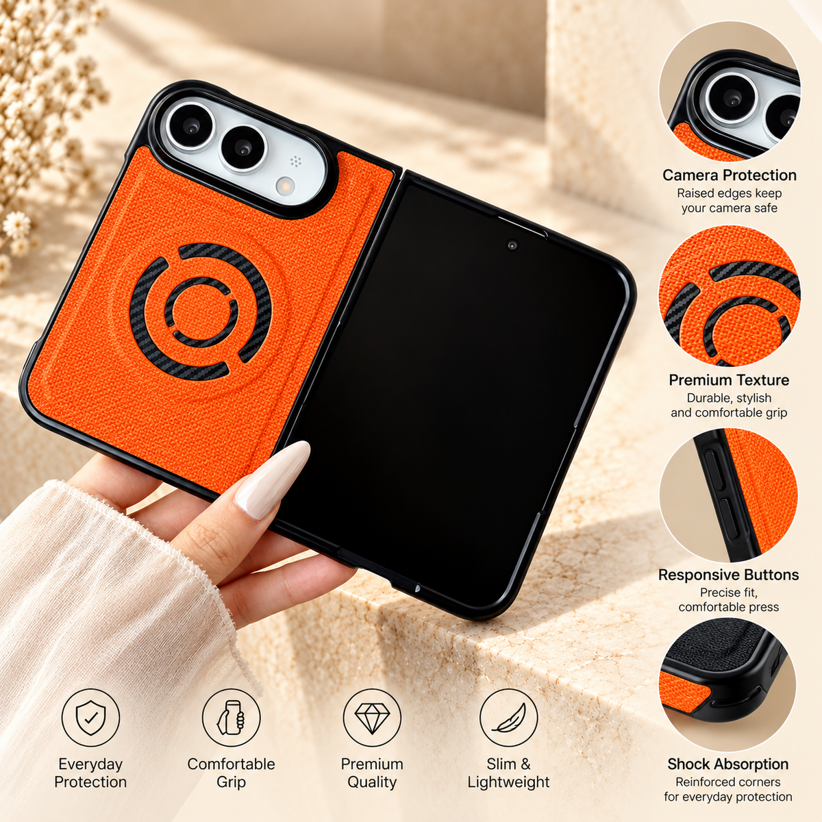 Premium iPhone Case Fabric Leather Magnetic MagSafe Anti Drop Non Slip Full Camera Protection Shockproof Slim Durable Luxury Protective Back Phone Cover Case