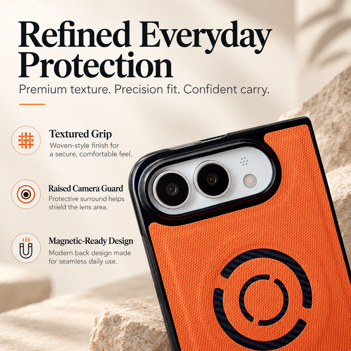 Premium iPhone Case Fabric Leather Magnetic MagSafe Anti Drop Non Slip Full Camera Protection Shockproof Slim Durable Luxury Protective Back Phone Cover Case