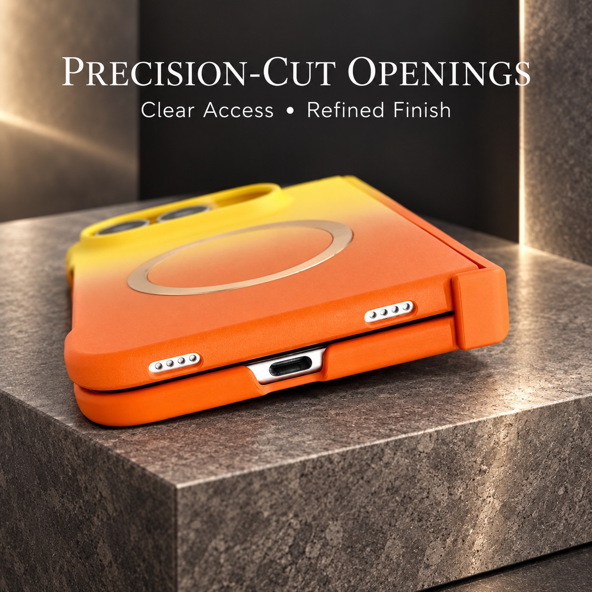 Premium iPhone Case Fashion Gradient Color MagSafe Magnetic Hinge Protection Foldable Cover Hard PC Shockproof Slim Skin Feel Durable Protective Phone Case