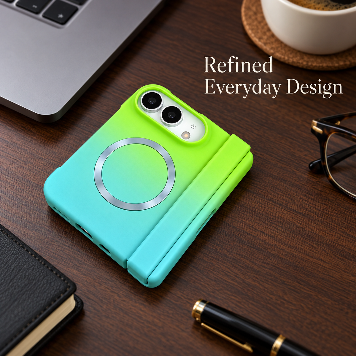 Premium iPhone Case Fashion Gradient Color MagSafe Magnetic Hinge Protection Foldable Cover Hard PC Shockproof Slim Skin Feel Durable Protective Phone Case