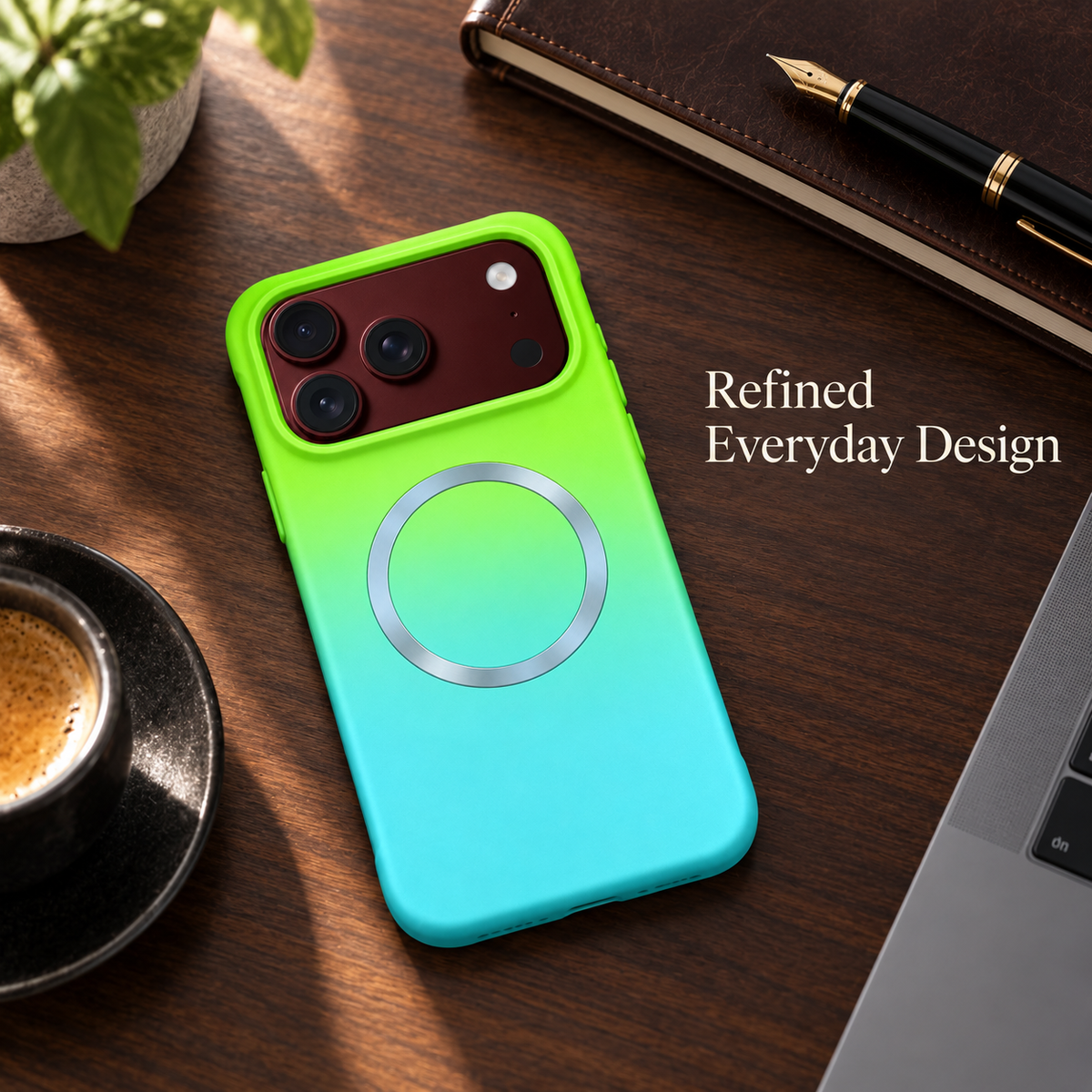 Premium iPhone Case Fashion Gradient Color MagSafe Magnetic Hinge Protection Foldable Cover Hard PC Shockproof Slim Skin Feel Durable Protective Phone Case