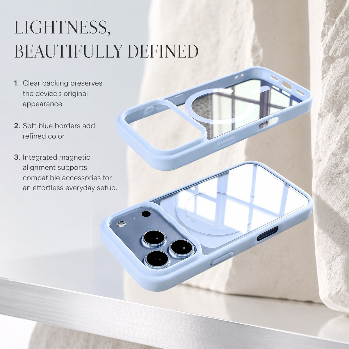 Premium iPhone Case Fashion MagSafe Magnetic Wireless Charging Transparent Acrylic Back Shockproof Slim Anti Scratch Durable Clear Protective Phone Cover Case