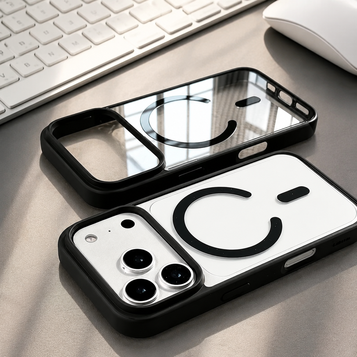 Premium iPhone Case Fashion MagSafe Magnetic Wireless Charging Transparent Acrylic Back Shockproof Slim Anti Scratch Durable Clear Protective Phone Cover Case