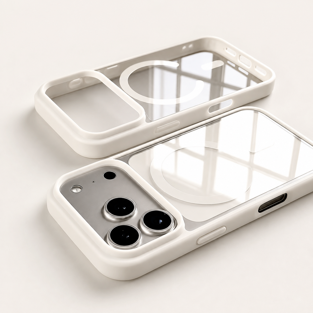 Premium iPhone Case Fashion MagSafe Magnetic Wireless Charging Transparent Acrylic Back Shockproof Slim Anti Scratch Durable Clear Protective Phone Cover Case
