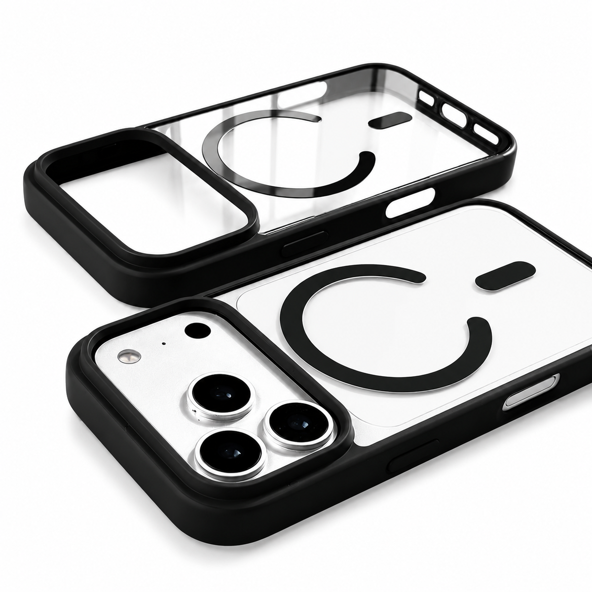 Premium iPhone Case Fashion MagSafe Magnetic Wireless Charging Transparent Acrylic Back Shockproof Slim Anti Scratch Durable Clear Protective Phone Cover Case