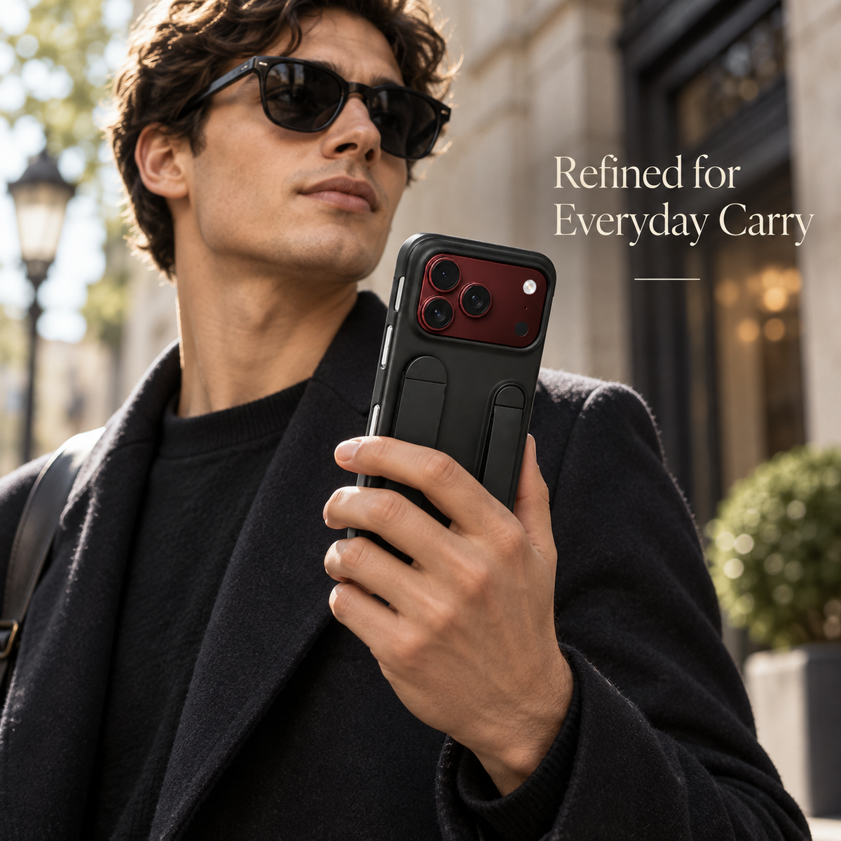 Premium iPhone Case Fashion Skin Feel Silicone Wrist Strap Kickstand Foldable Stand Cover Full Camera Shockproof Non Slip Slim Durable Protective Phone Case
