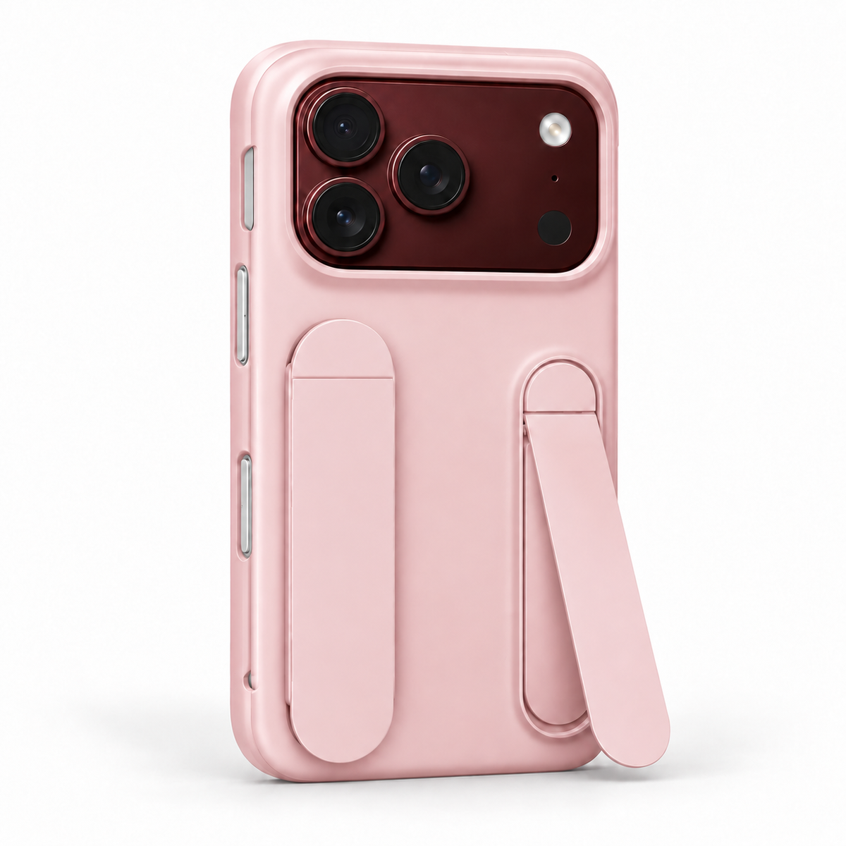 Premium iPhone Case Fashion Skin Feel Silicone Wrist Strap Kickstand Foldable Stand Cover Full Camera Shockproof Non Slip Slim Durable Protective Phone Case