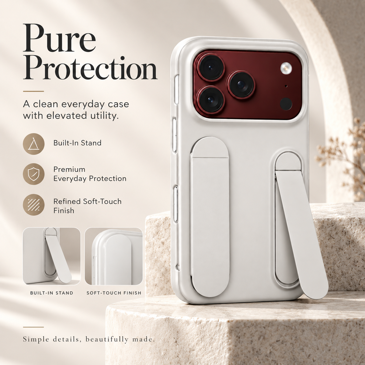 Premium iPhone Case Fashion Skin Feel Silicone Wrist Strap Kickstand Full Camera Protection Shockproof Non Slip Slim Durable Protective Phone Cover Case