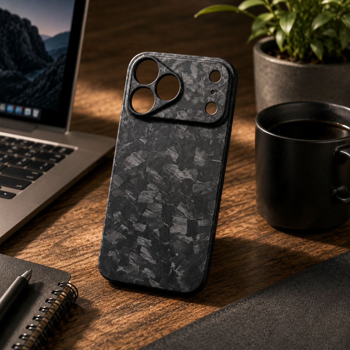 Premium iPhone Case Forged Carbon Fiber Matte Glossy Lightweight Slim Protective Cover Anti Fingerprint Non Slip Wireless Charging Case