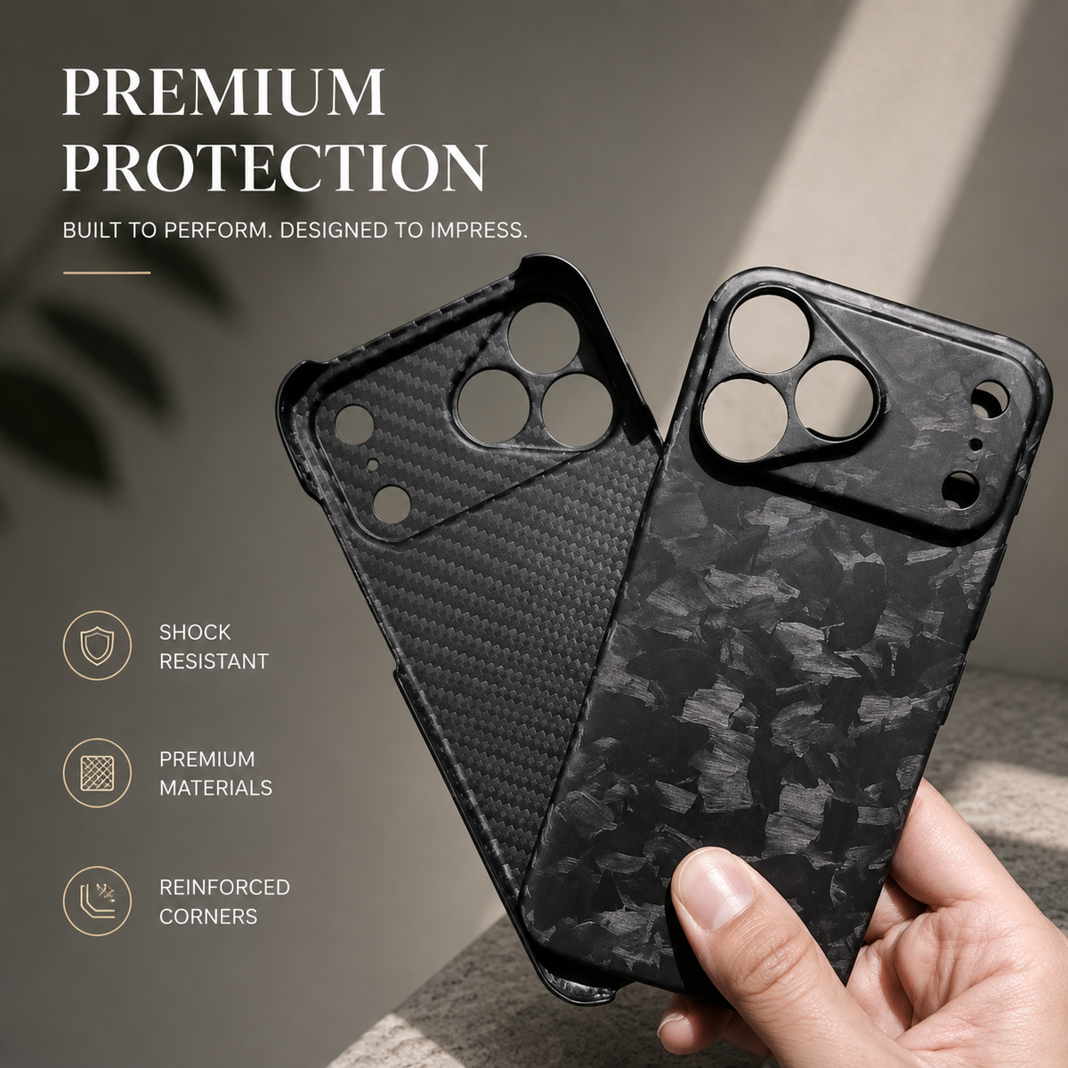 Premium iPhone Case Forged Carbon Fiber Matte Glossy Lightweight Slim Protective Cover Anti Fingerprint Non Slip Wireless Charging Case