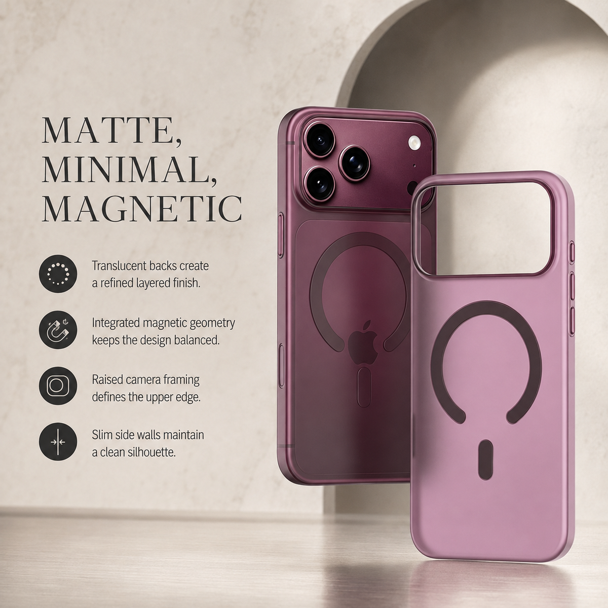 Premium iPhone Case Frosted Matte Translucent Clear MagSafe Magnetic Hard PC Ultra Thin Shockproof Anti Scratch Slim Lightweight Durable Protective Phone Cover