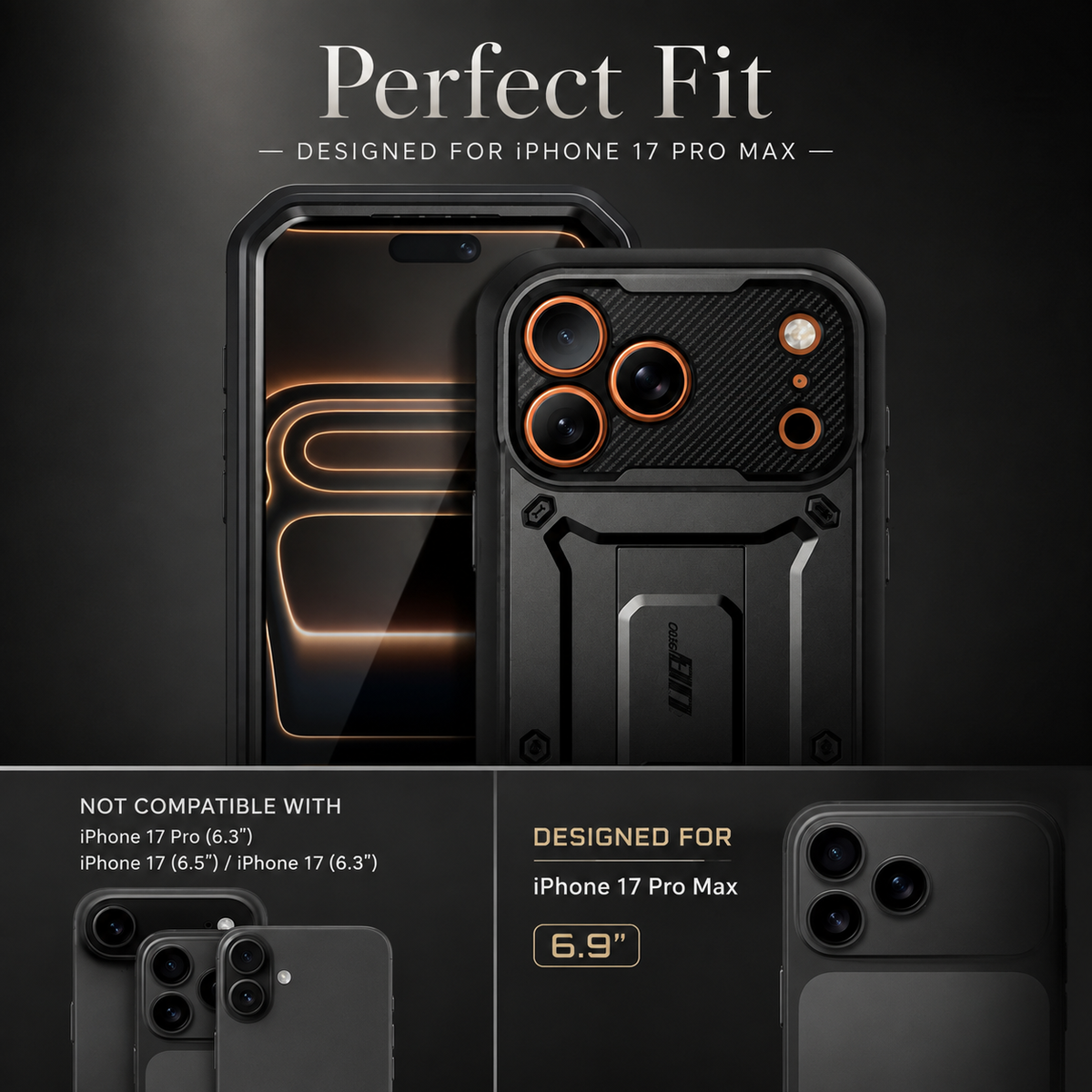 Premium iPhone Case Full Body Shockproof Armor Built In Screen Protector Heavy Duty PC TPU Rugged Protective Cover Reinforced Drop Protection Bumper