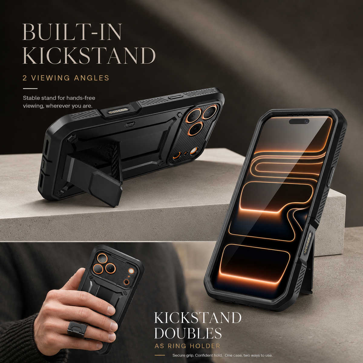 Premium iPhone Case Full Body Shockproof Armor Built In Screen Protector Heavy Duty PC TPU Rugged Protective Cover Reinforced Drop Protection Bumper