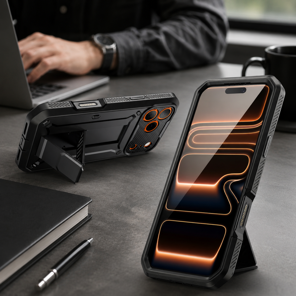 Premium iPhone Case Full Body Shockproof Armor Built In Screen Protector Heavy Duty PC TPU Rugged Protective Cover Reinforced Drop Protection Bumper