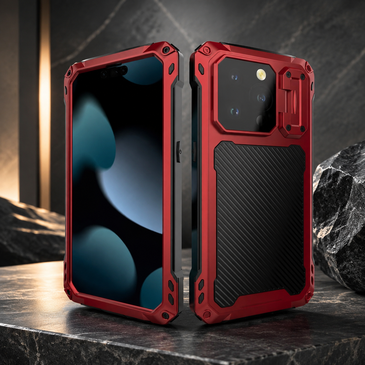 Premium iPhone Case Full Body Shockproof Screen Protector Sliding Camera Cover Kickstand Heavy Duty Anti Slip Scratch Resistant Protective Cover Design