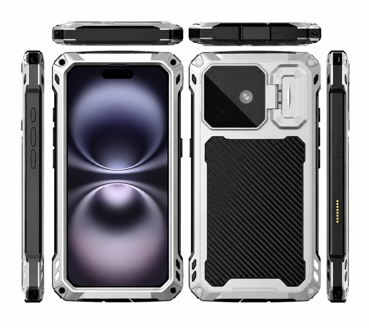 Premium iPhone Case Full Body Shockproof Screen Protector Sliding Camera Cover Kickstand Heavy Duty Anti Slip Scratch Resistant Protective Cover Design