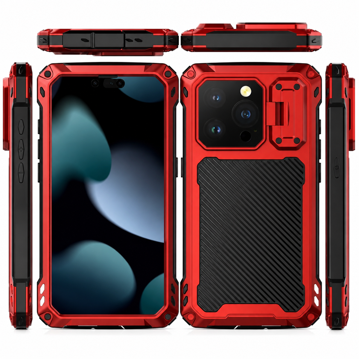 Premium iPhone Case Full Body Shockproof Screen Protector Sliding Camera Cover Kickstand Heavy Duty Anti Slip Scratch Resistant Protective Cover Design