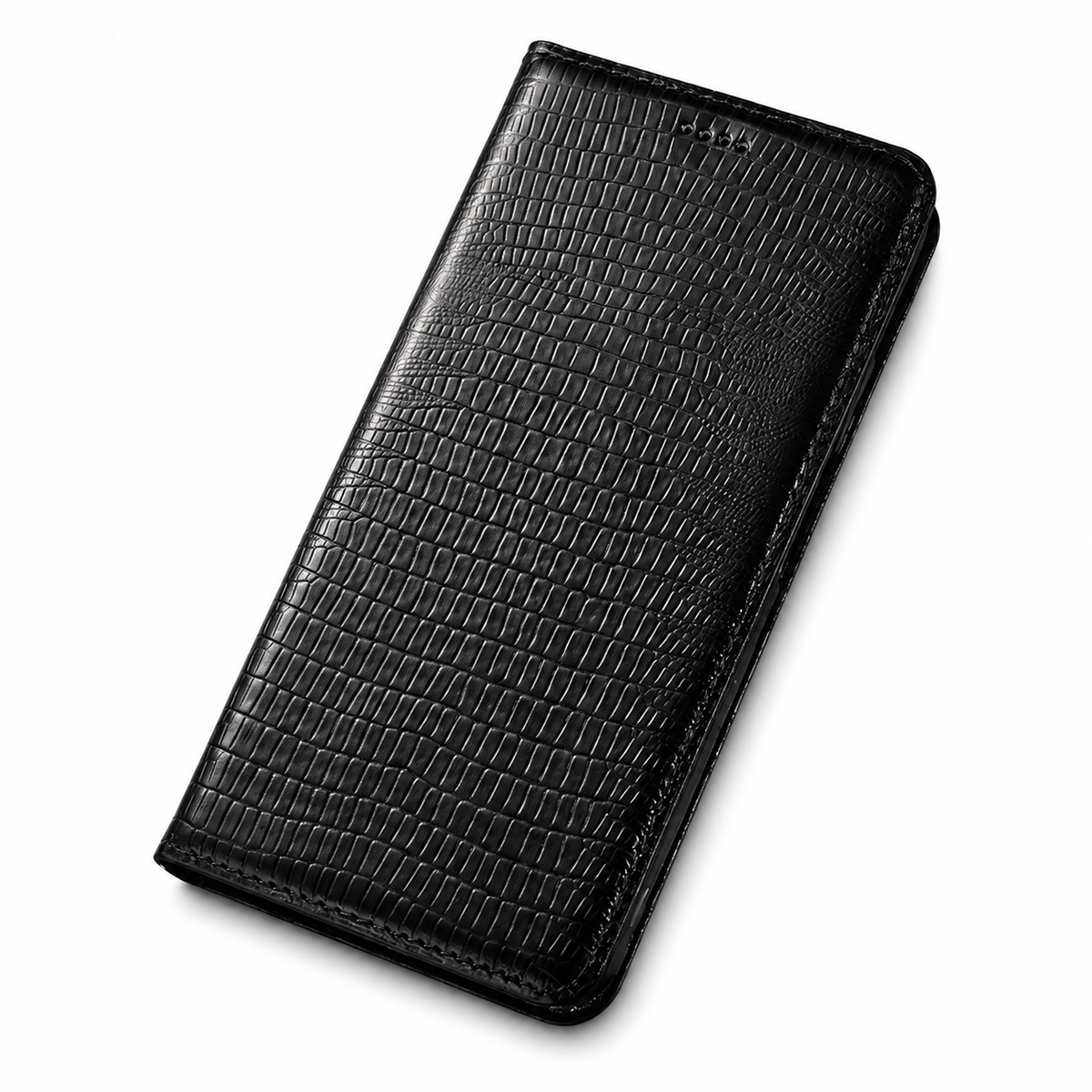 Premium iPhone Case Genuine Cowhide Leather Crocodile Grain Wallet Flip Cover Card Holder Magnetic Closure Shockproof Full Body Stand Slim Design