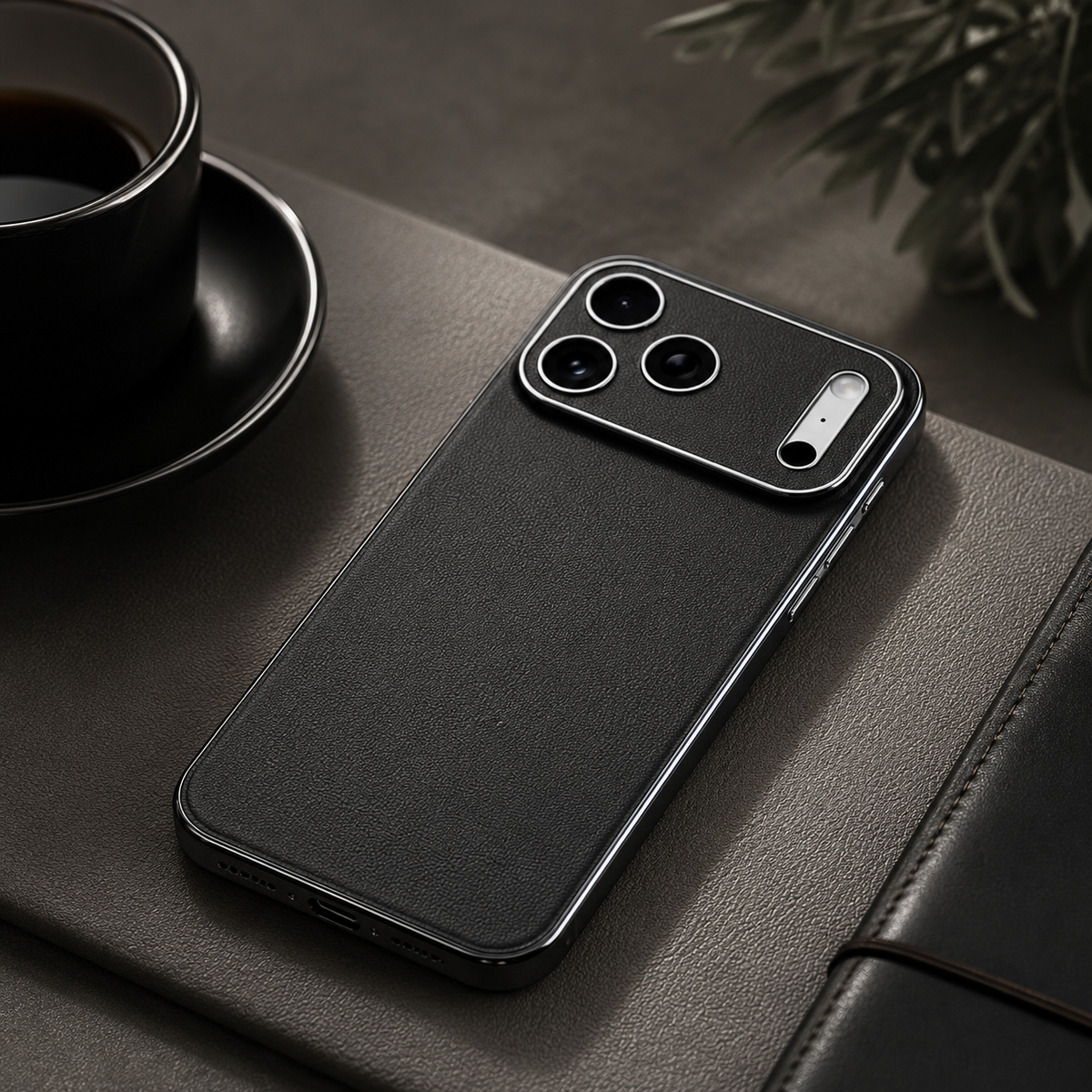 Premium iPhone Case Genuine Cowhide Leather Shockproof Cover Full Camera Lens Guard Anti-Slip Matte Finish Slim Protective Case for Everyday Daily Use