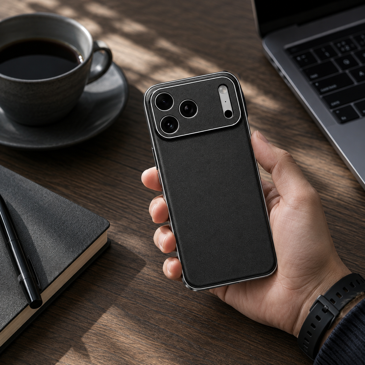 Premium iPhone Case Genuine Cowhide Leather Shockproof Cover Full Camera Lens Guard Anti-Slip Matte Finish Slim Protective Case for Everyday Daily Use