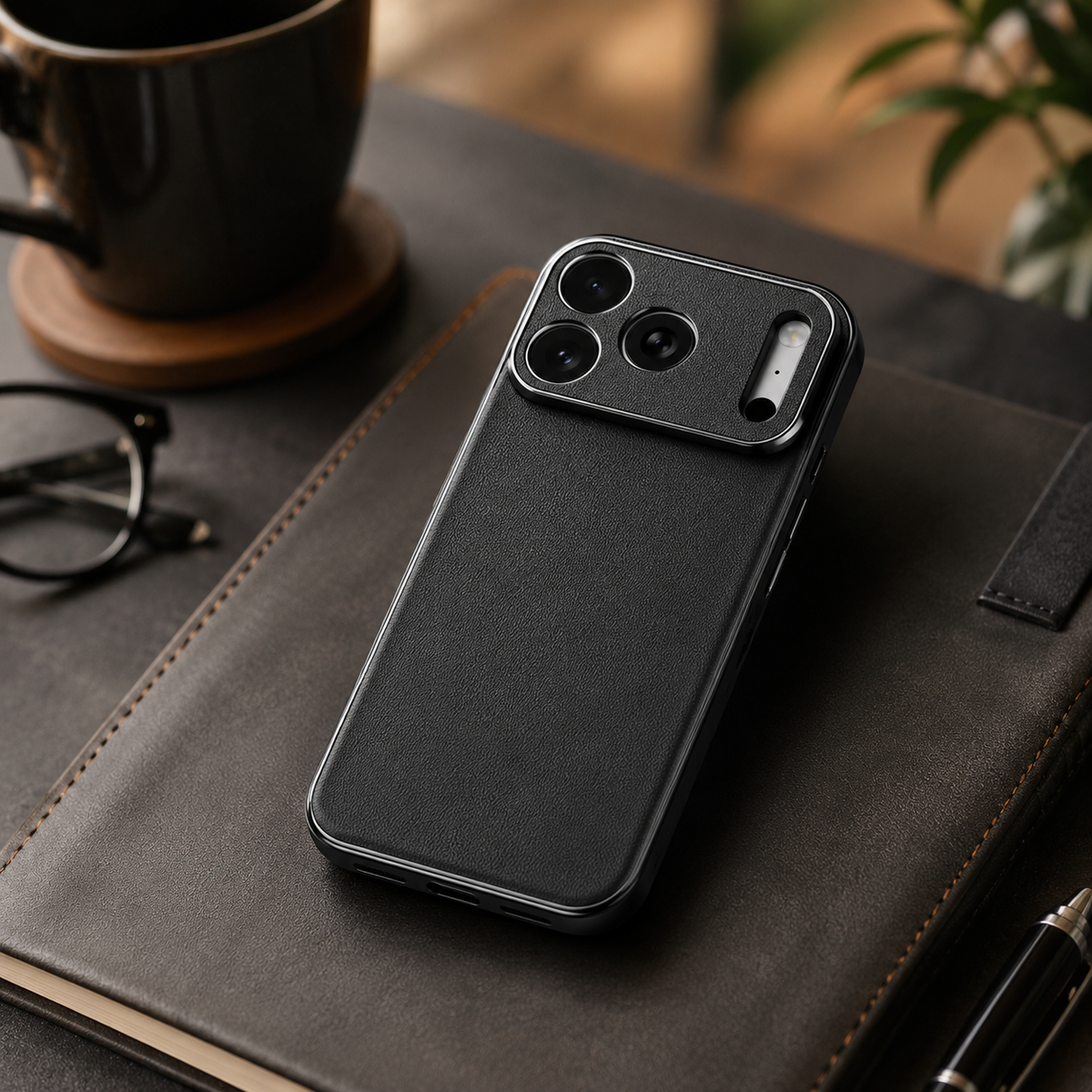 Premium iPhone Case Genuine Cowhide Leather Shockproof Cover Full Camera Lens Guard Anti-Slip Matte Finish Slim Protective Case for Everyday Daily Use